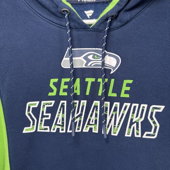 Seattle Seahawks Fanatics Hoodie Mens Size Medium Blue Green Fleece NFL Pullover - Picture 4 of 12